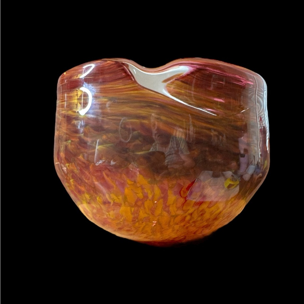 Stunning Handblown signed 2003 Vibrant Swirled Glass Bowl. (9-M) - Picture 4 of 6